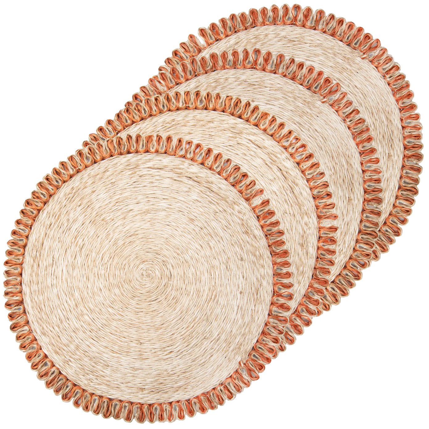 Woven Loop Border Placemat Set of 4 - Apricot orange