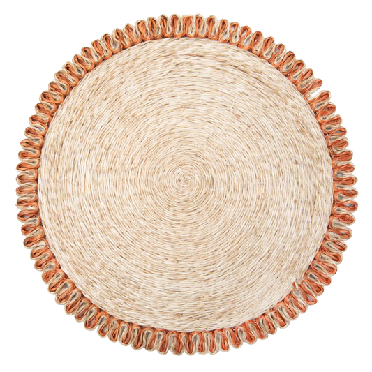 Woven Loop Border Placemat Set of 4 - Apricot orange