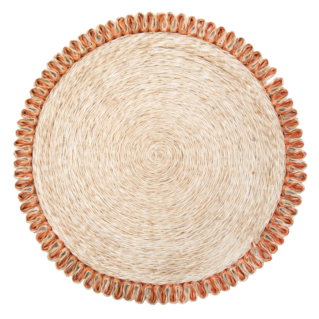 Woven Loop Border Placemat Set of 4 - Apricot orange