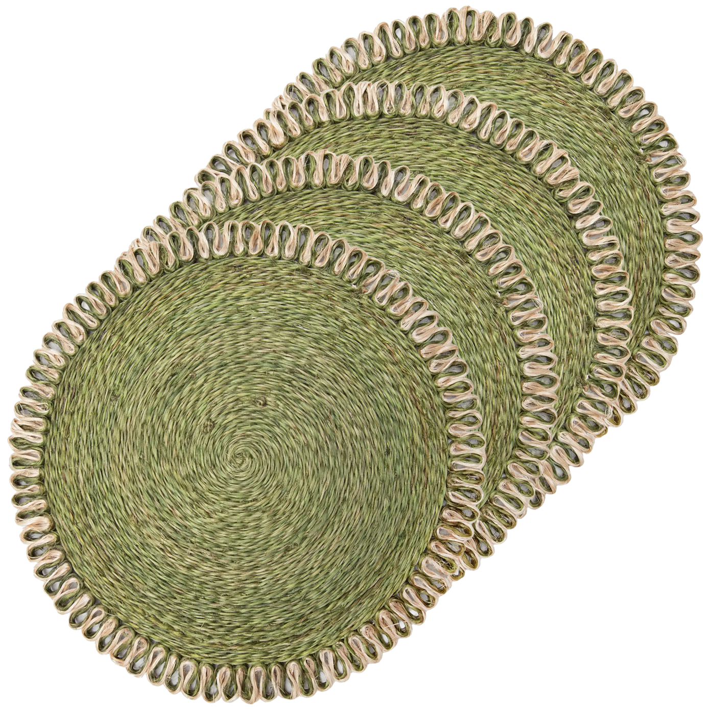 Woven Loop Border Placemat Set of 4 - Asparagus green