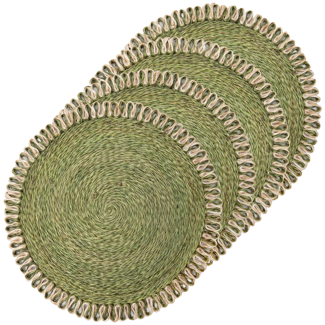 Woven Loop Border Placemat Set of 4 - Asparagus green