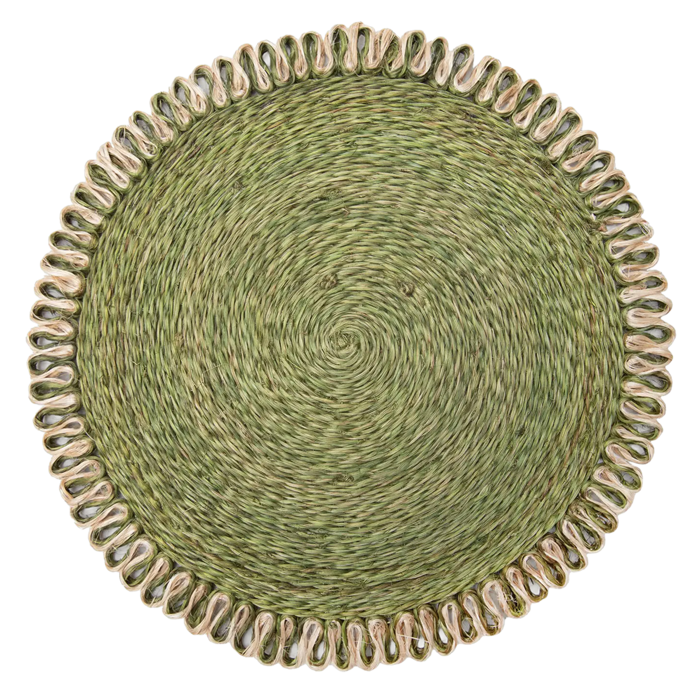 Woven Loop Border Placemat Set of 4 - Asparagus green