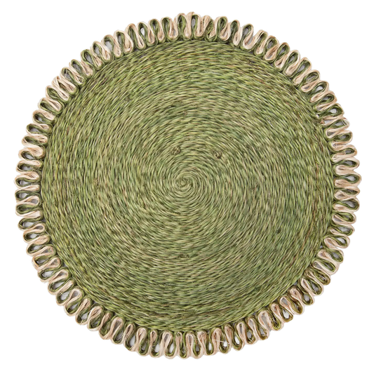 Woven Loop Border Placemat Set of 4 - Asparagus green