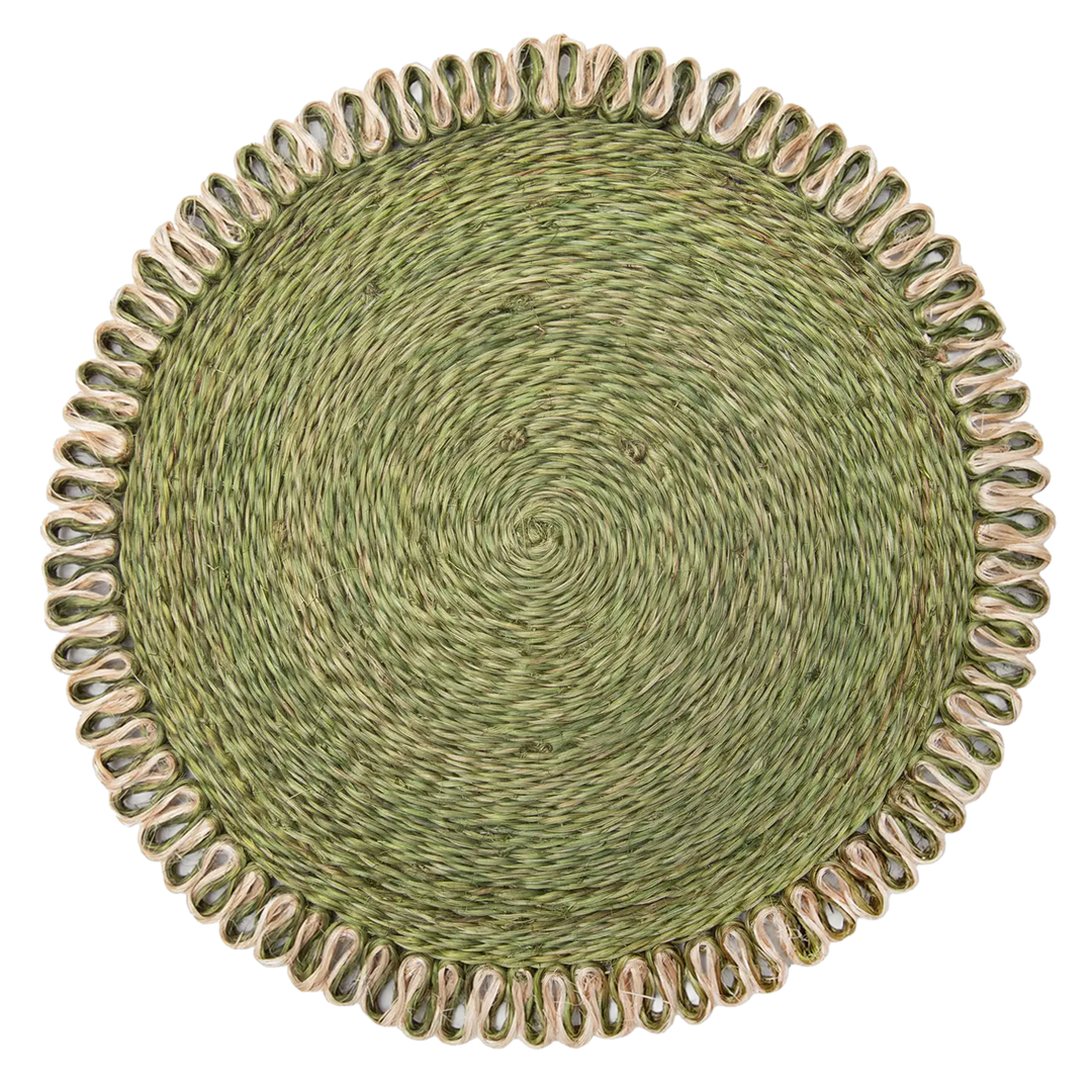 Woven Loop Border Placemat Set of 4 - Asparagus green